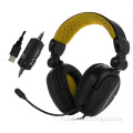 Foldable USB audio 7.1 surround sound PC computer gaming headset with LED light and removable mic